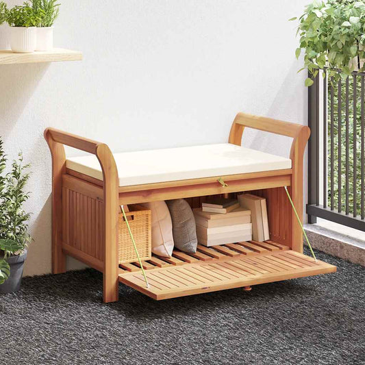 Garten-Truhenbank mit Kissen 91 cm Massivholz Akazie