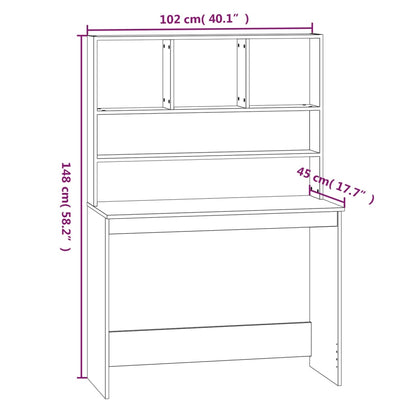 Schreibtisch mit Regal Weiß 102x45x148 cm Holzwerkstoff