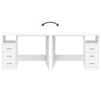 Schreibtisch mit Schubladen Weiß 102x50x76 cm Holzwerkstoff