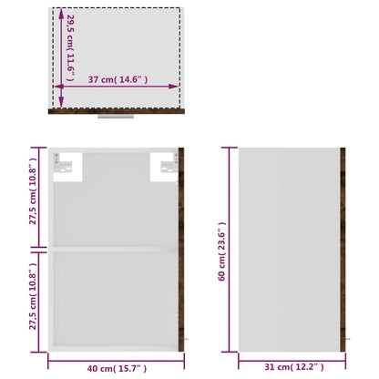 Hängeschrank Lyon Glas Räuchereiche 40x31x60 cm Holzwerkstoff