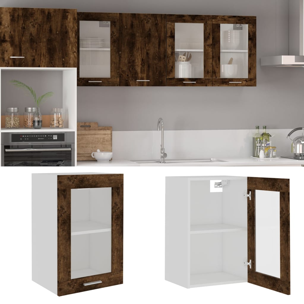 Hängeschrank Lyon Glas Räuchereiche 40x31x60 cm Holzwerkstoff