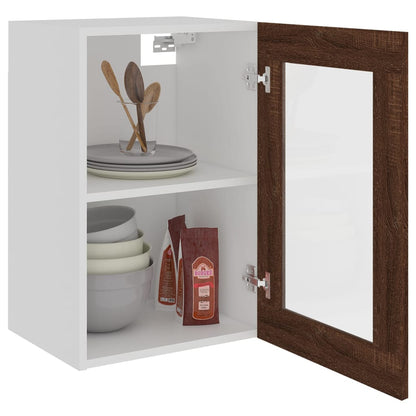 Hängeschrank Lyon Glas Braun Eichen-Optik 40x31x60 cm Holzwerkstoff