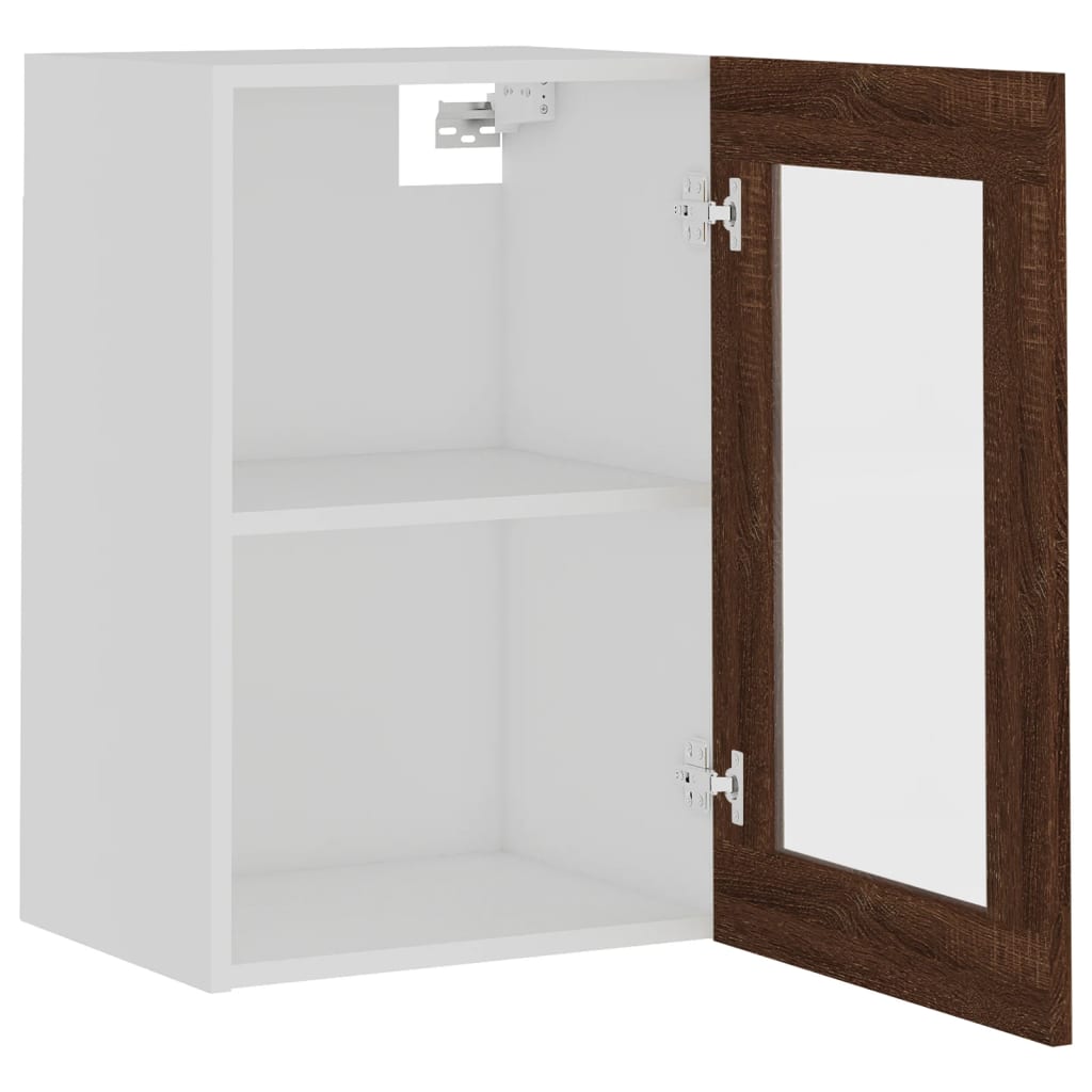 Hängeschrank Lyon Glas Braun Eichen-Optik 40x31x60 cm Holzwerkstoff