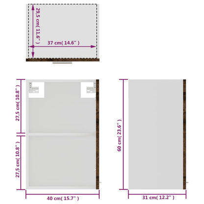 Hängeschrank Lyon Glas Braun Eichen-Optik 40x31x60 cm Holzwerkstoff