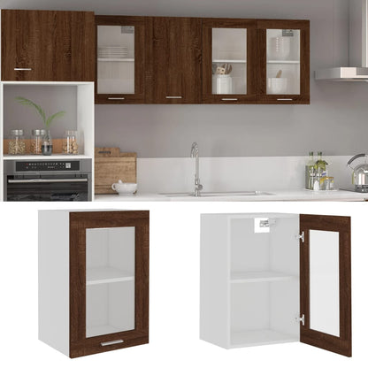 Hängeschrank Lyon Glas Braun Eichen-Optik 40x31x60 cm Holzwerkstoff