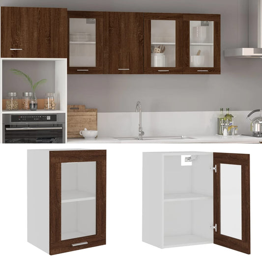 Hängeschrank Lyon Glas Braun Eichen-Optik 40x31x60 cm Holzwerkstoff
