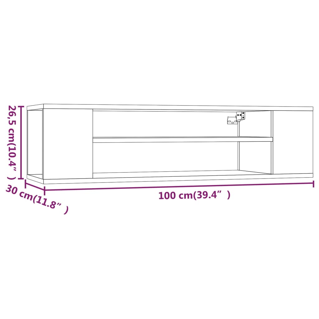 TV vægskab brun eg look 100x30x26,5 cm træmateriale