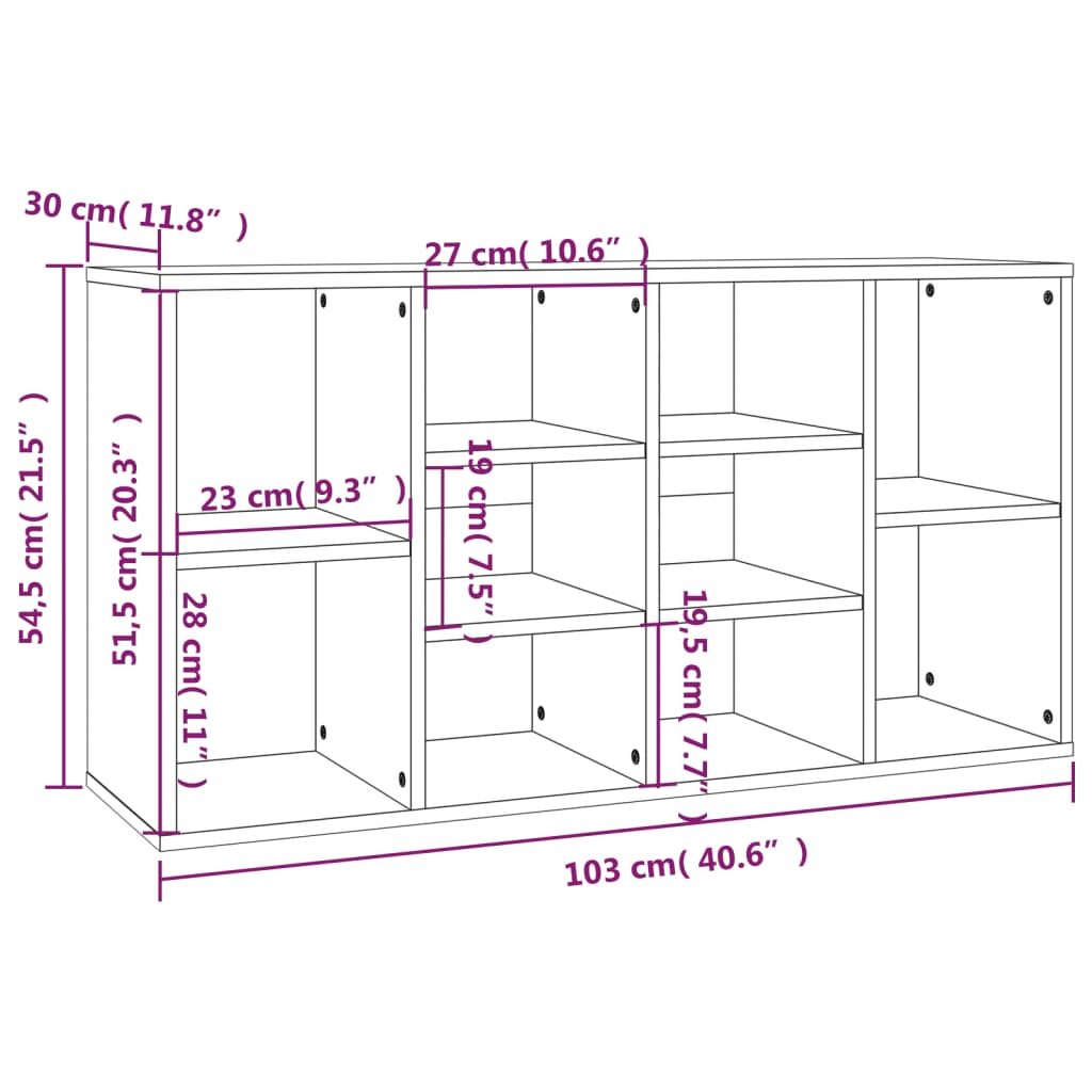 Schuhbank Räuchereiche 103x30x55 cm Holzwerkstoff
