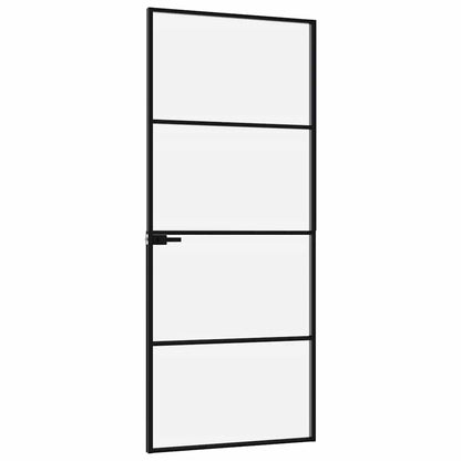 Innentür Schwarz 83x201,5 cm Hartglas & Aluminium Schlank