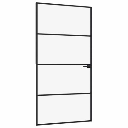 Innentür Schwarz 102x201,5 cm Hartglas & Aluminium Schlank