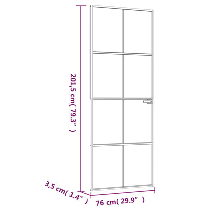 Innentür Schwarz 76x201,5 cm Hartglas & Aluminium Schlank