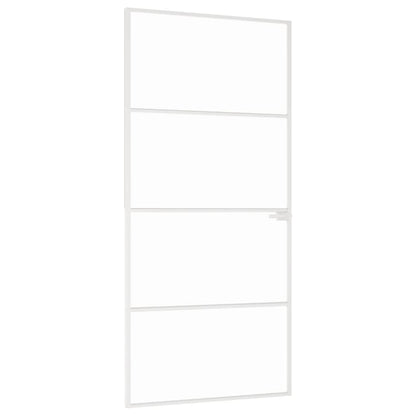 Innentür Weiß 93x201,5 cm Hartglas & Aluminium Schlank
