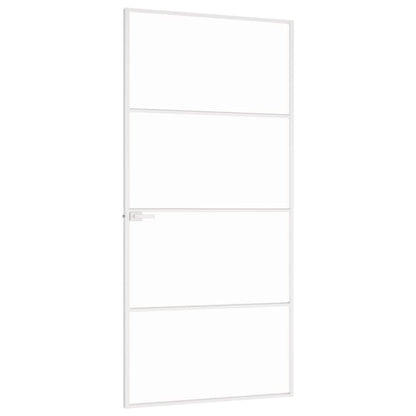 Innentür Weiß 93x201,5 cm Hartglas & Aluminium Schlank
