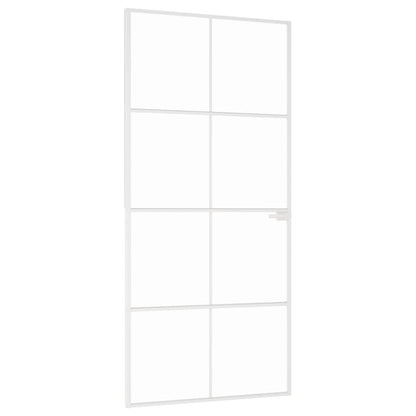 Innentür Weiß 93x201,5 cm Hartglas & Aluminium Schlank
