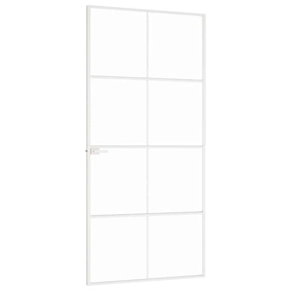 Innentür Weiß 93x201,5 cm Hartglas & Aluminium Schlank
