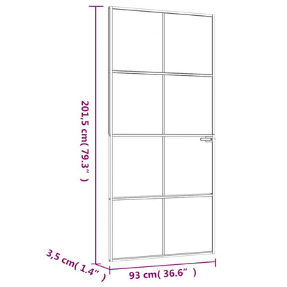 Innentür Weiß 93x201,5 cm Hartglas & Aluminium Schlank