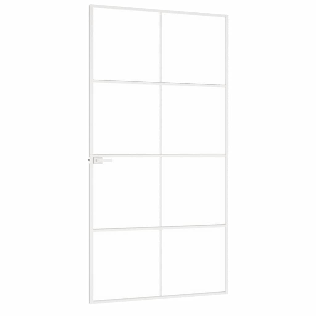 Innentür Weiß 102x201,5 cm Hartglas & Aluminium Schlank