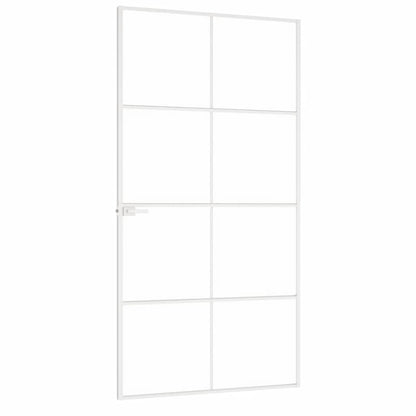 Innentür Weiß 102x201,5 cm Hartglas & Aluminium Schlank