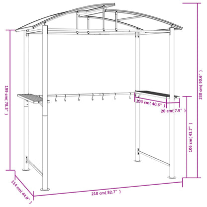 Grillpavillon mit Seitenregalen Anthrazit 210x114x230 cm Stahl