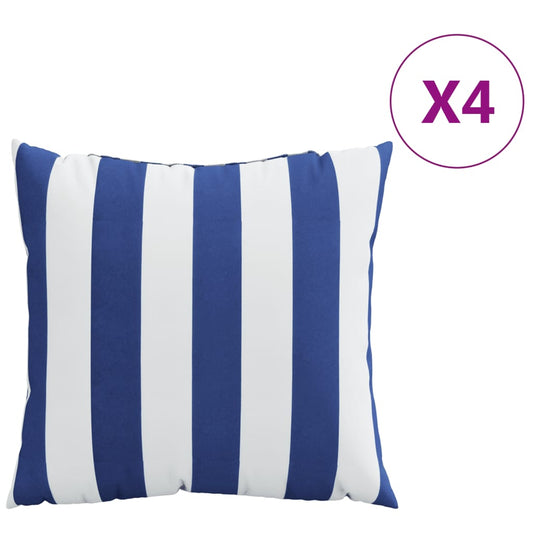 Zierkissen 4 Stk. Blau & Weiß Gestreift 60x60 cm Stoff