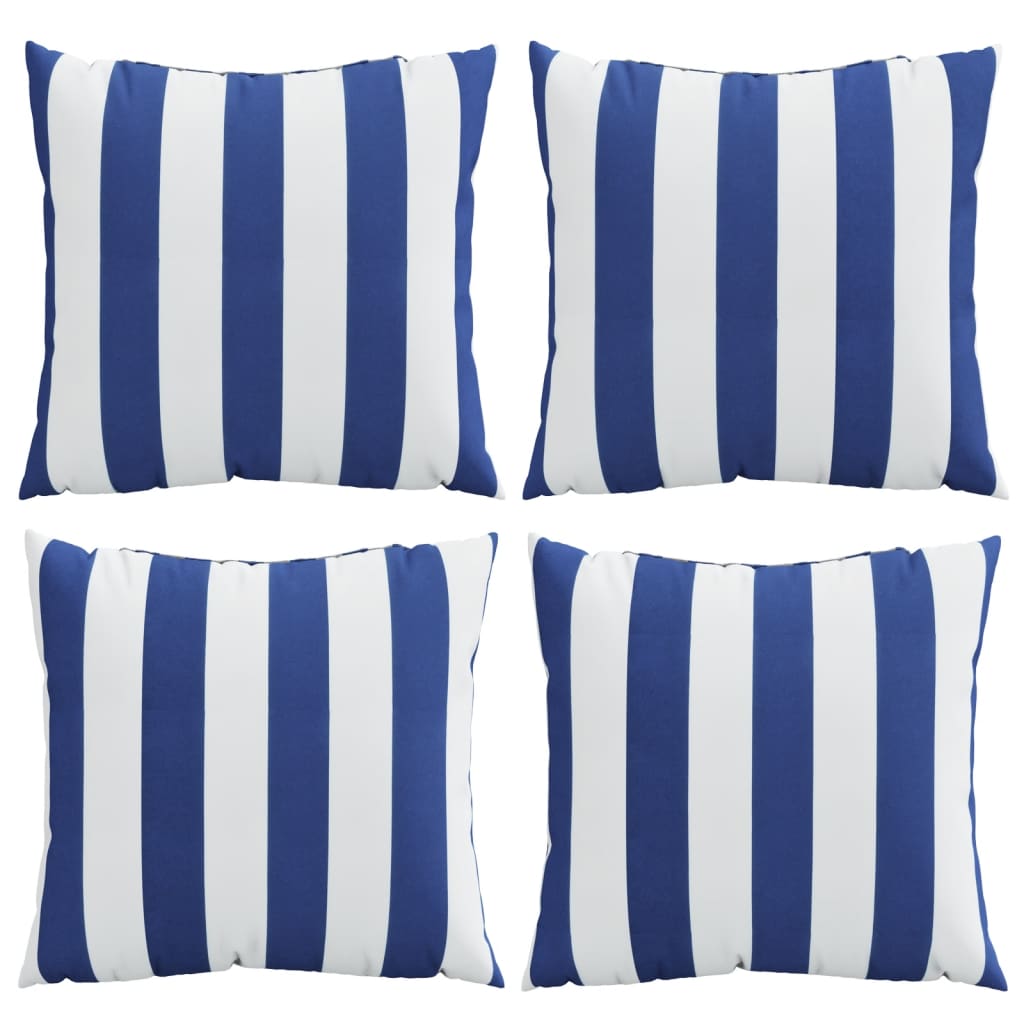 Zierkissen 4 Stk. Blau & Weiß Gestreift 60x60 cm Stoff