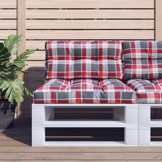 Palettenkissen Rot Karomuster 80x40x12 cm Stoff