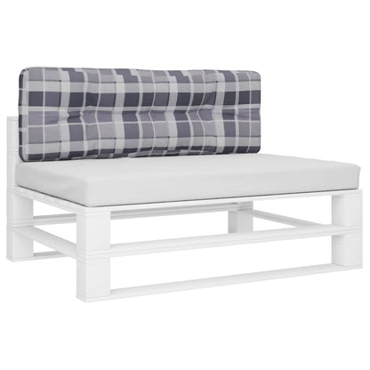 Palettenkissen Grau Karomuster 120x40x12 cm Stoff