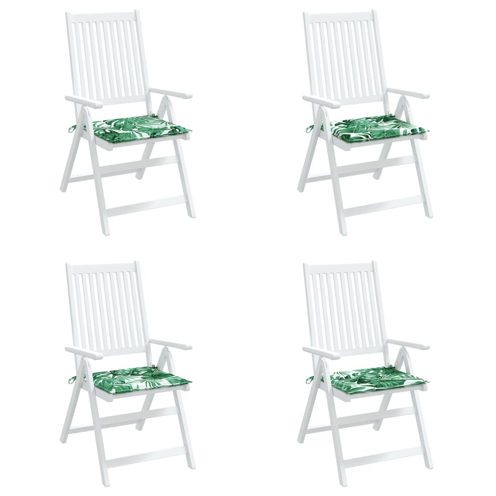 Stuhlkissen 4 Stk. Blattmuster 40x40x3 cm Stoff