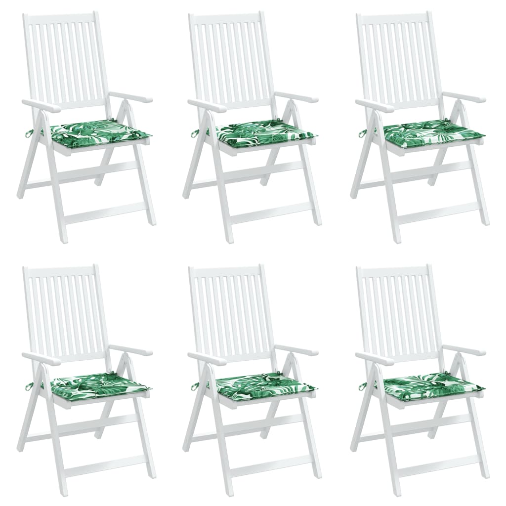 Stuhlkissen 6 Stk. Blattmuster 40x40x3 cm Stoff