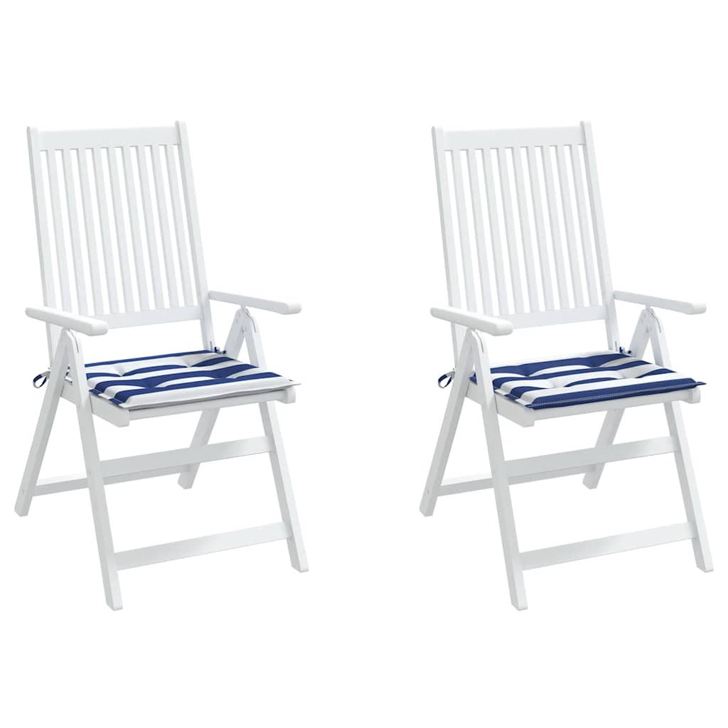 Gartenstuhl-Kissen 2 Stk. Blau & Weiß Gestreift 40x40x4cm Stoff
