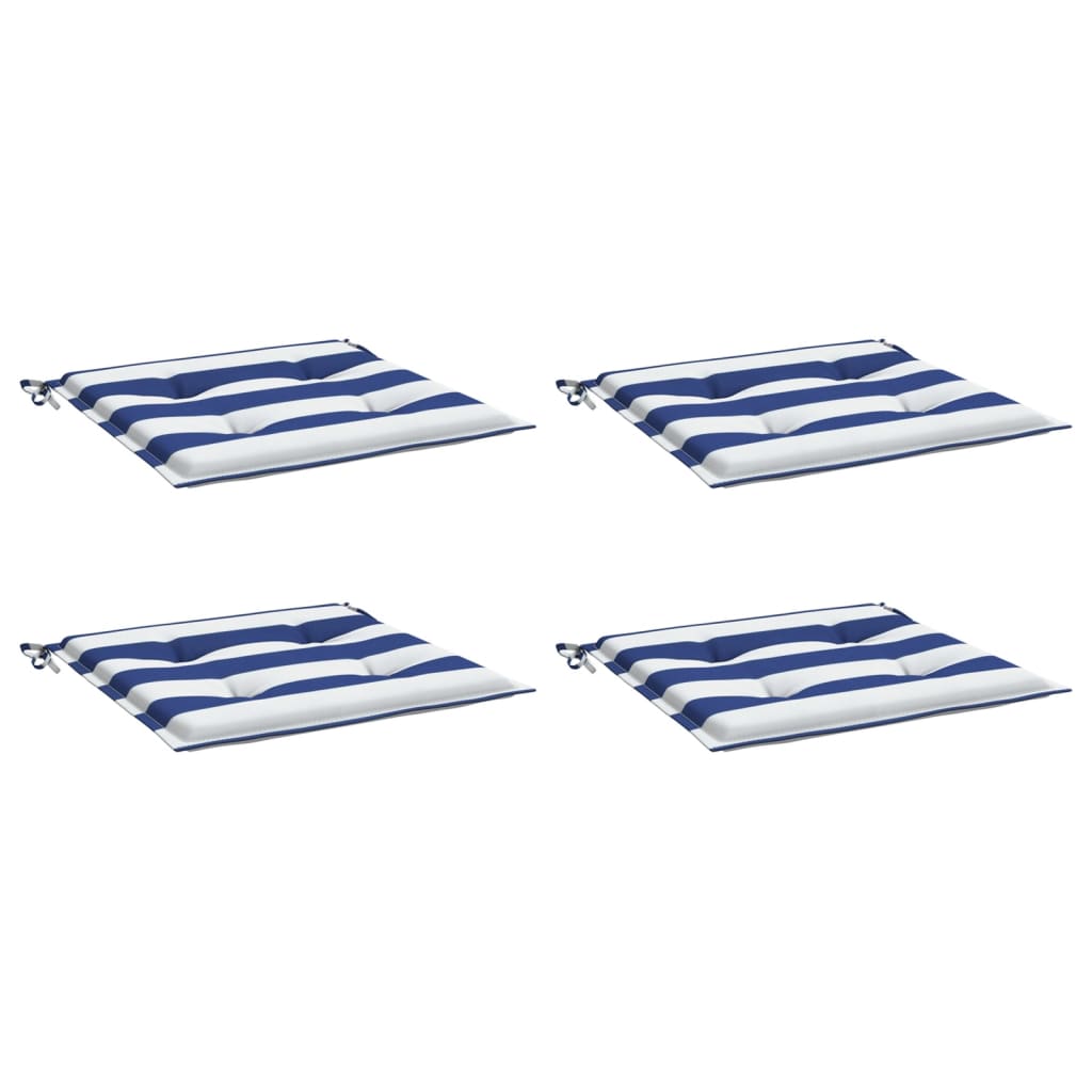 Gartenstuhl-Kissen 4 Stk. Blau & Weiß Gestreift 40x40x4cm Stoff