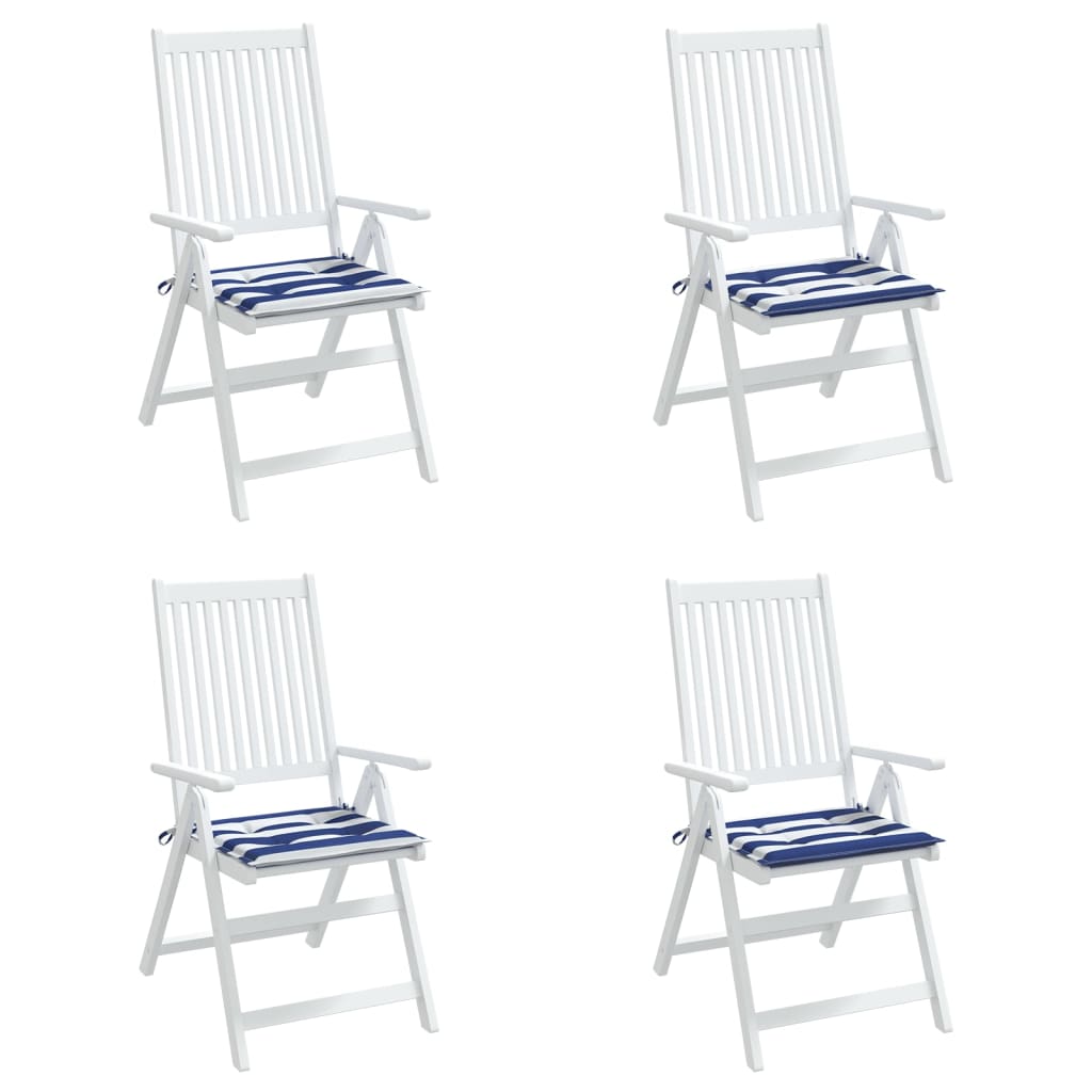 Gartenstuhl-Kissen 4 Stk. Blau & Weiß Gestreift 40x40x4cm Stoff