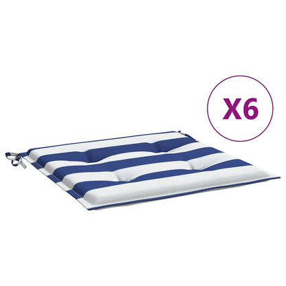 Gartenstuhl-Kissen 6 Stk. Blau & Weiß Gestreift 40x40x4cm Stoff