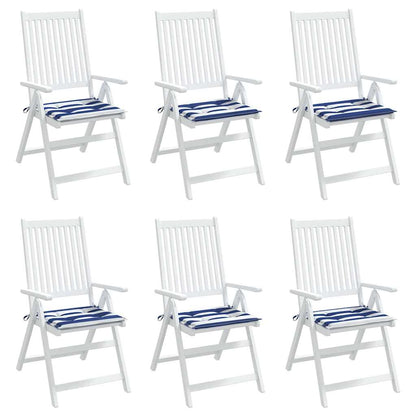 Gartenstuhl-Kissen 6 Stk. Blau & Weiß Gestreift 40x40x4cm Stoff