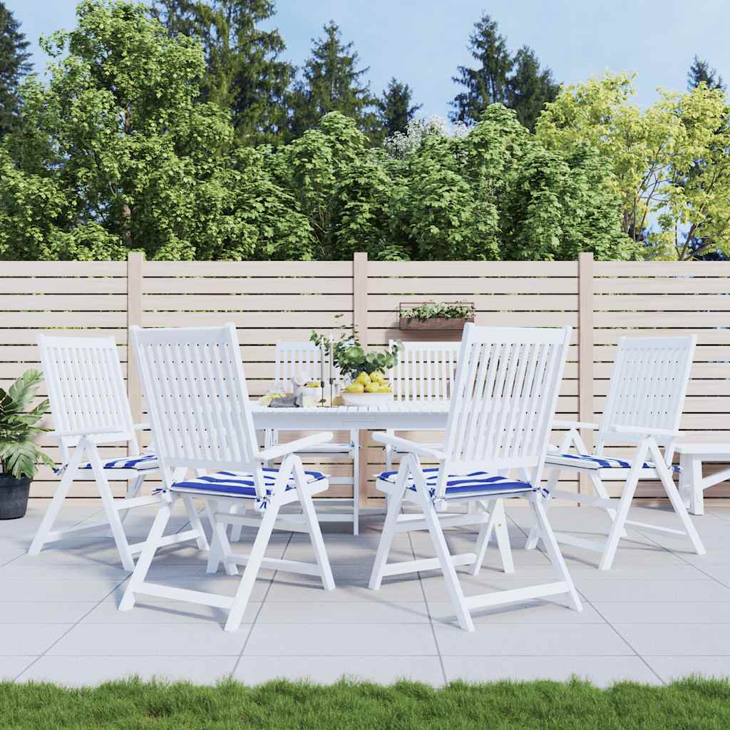 Gartenstuhl-Kissen 6 Stk. Blau & Weiß Gestreift 40x40x4cm Stoff