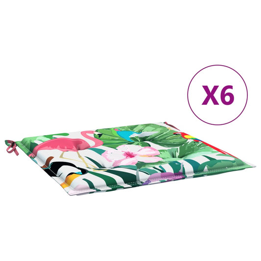 Gartenstuhl-Kissen 6 Stk. Mehrfarbig 40x40x4 cm Stoff