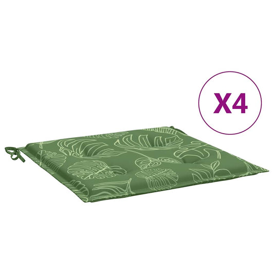 Stuhlkissen 4 Stk. Blattmuster 40x40x4 cm Stoff