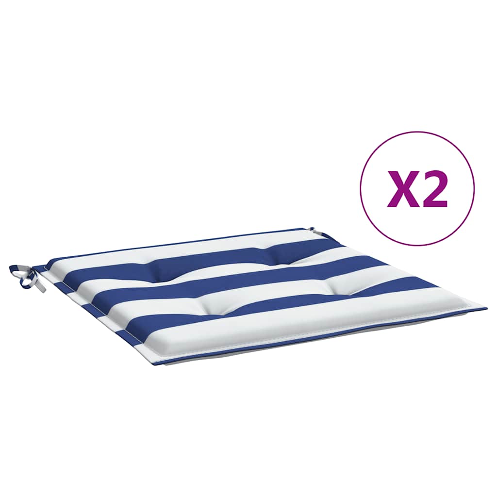 Havestolehynde 2 stk Blå &amp; Hvid Stribet 50x50x3cm Stof