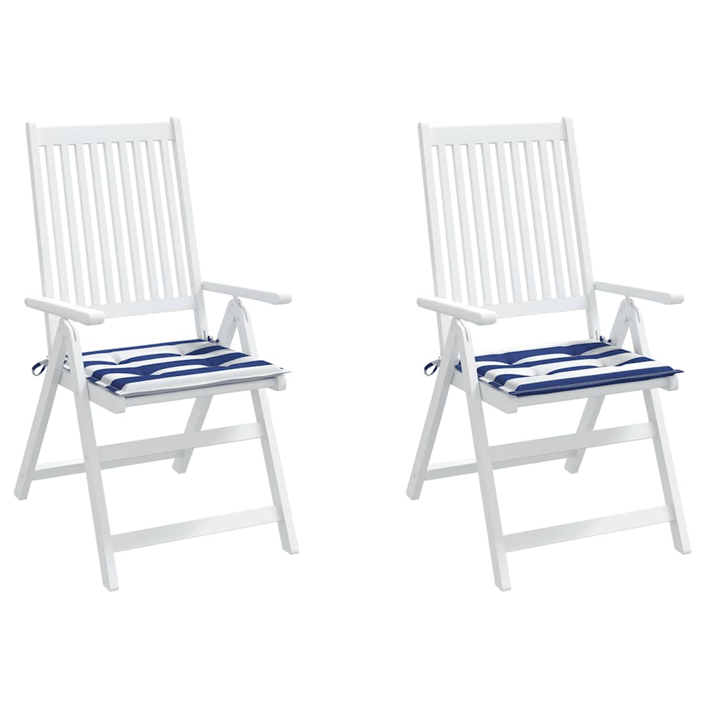 Havestolehynde 2 stk Blå &amp; Hvid Stribet 50x50x3cm Stof