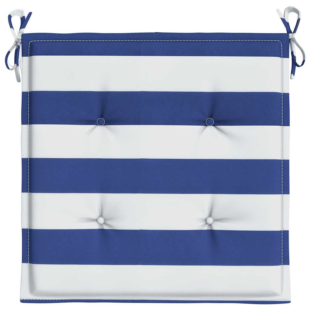 Havestolehynde 2 stk Blå &amp; Hvid Stribet 50x50x3cm Stof