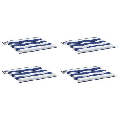 Gartenstuhl-Kissen 4 Stk. Blau & Weiß Gestreift 50x50x4cm Stoff