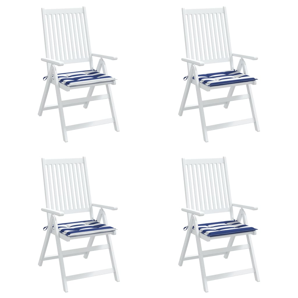 Gartenstuhl-Kissen 4 Stk. Blau & Weiß Gestreift 50x50x4cm Stoff