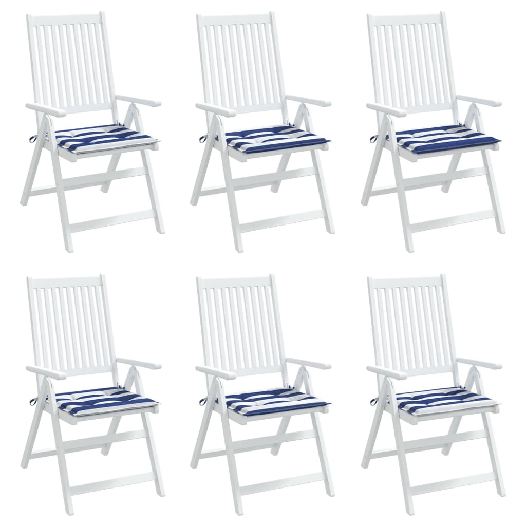 Gartenstuhl-Kissen 6 Stk. Blau & Weiß Gestreift 50x50x4cm Stoff