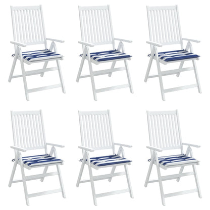 Gartenstuhl-Kissen 6 Stk. Blau & Weiß Gestreift 50x50x4cm Stoff