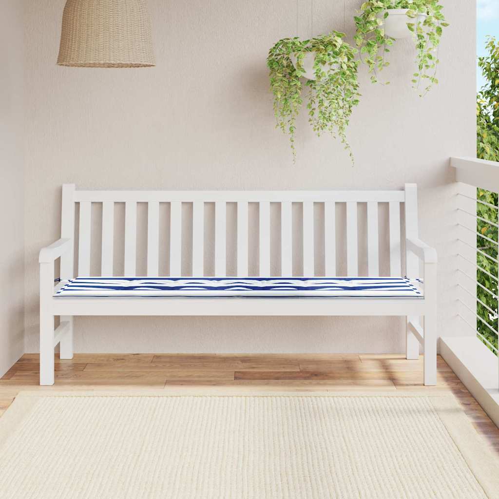 Gartenbank-Kissen Blau und weiß 180 x 50 x 4 cm Oxford Stoff
