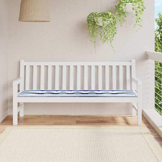 Gartenbank-Kissen Blau und weiß 180 x 50 x 4 cm Oxford Stoff