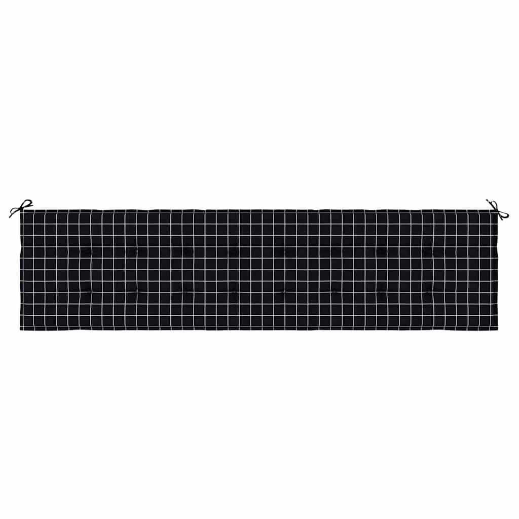 Gartenbank-Auflage Schwarz Karomuster 200x50x4 cm Stoff
