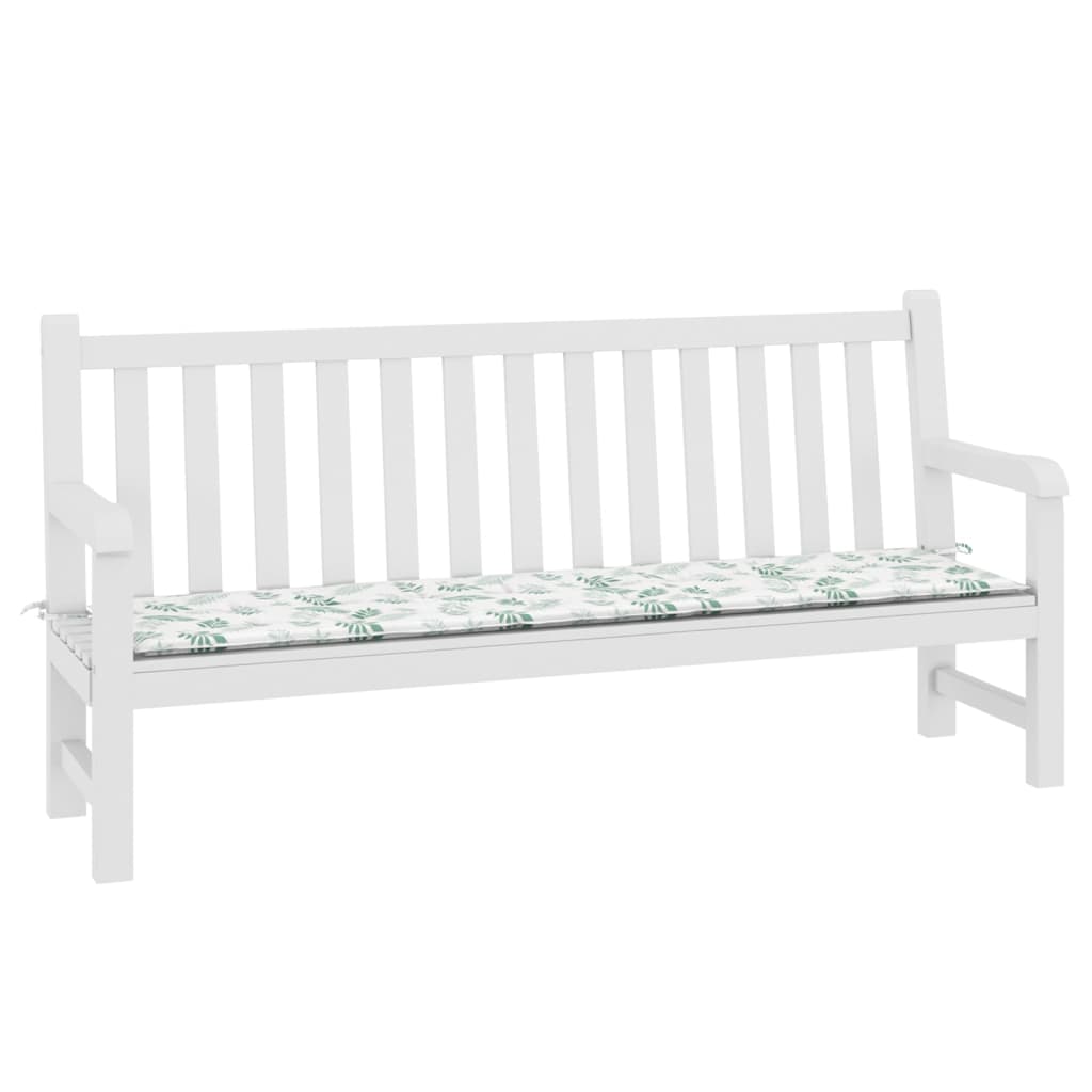 Gartenbank-Auflage Blattmuster 200x50x4 cm Stoff