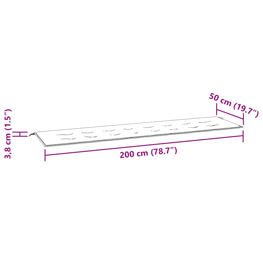 Gartenbank-Auflage Blattmuster 200x50x4 cm Stoff