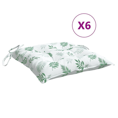 Stuhlkissen 6 Stk. Blattmuster 50x50x7 cm Oxford-Gewebe